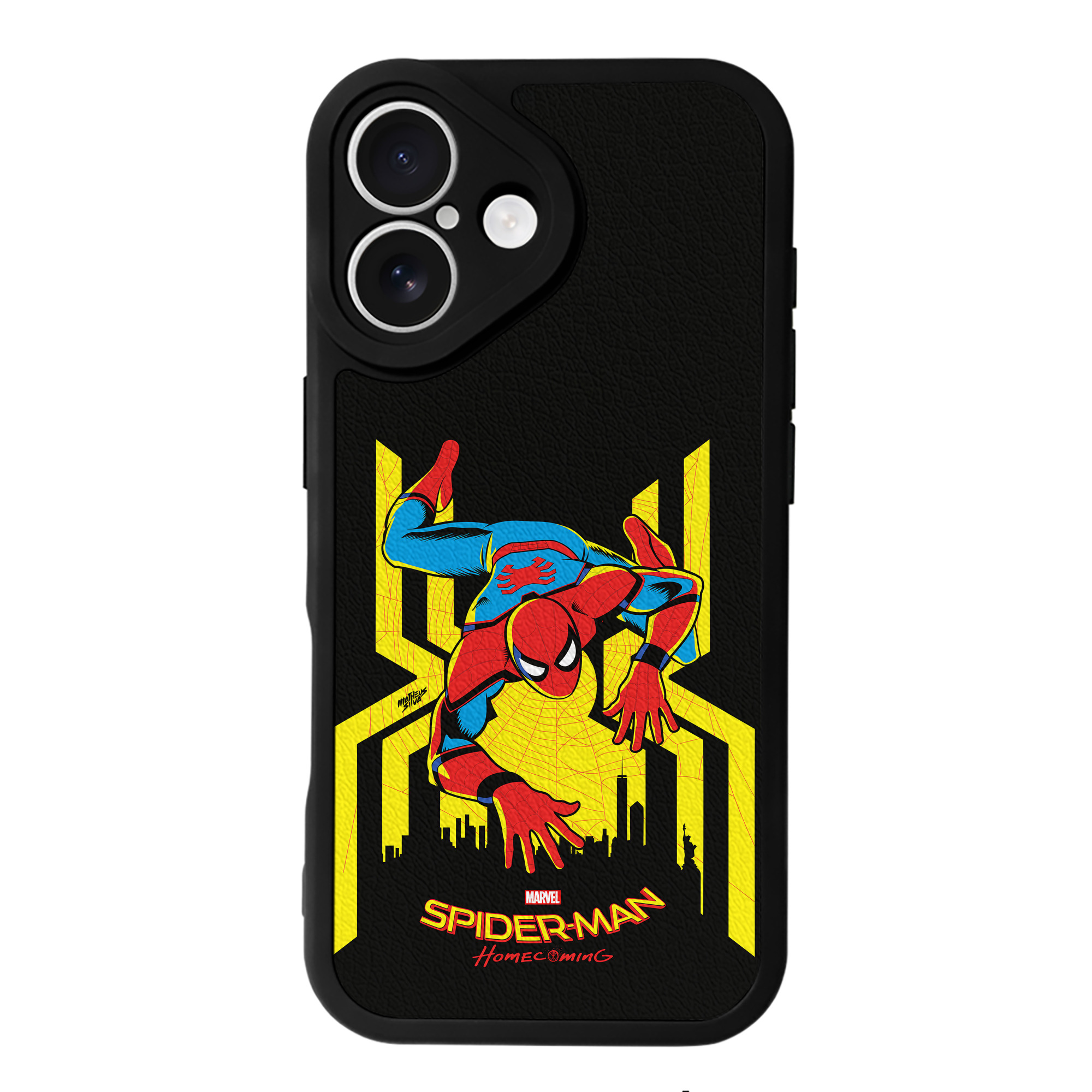 （画像用） Spider Man スパイダーマン 【iPhone 16シリーズ対応】シリコンスマホケース（レザー調） 材質：シリコン